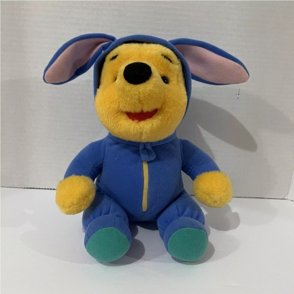 Vintage Disney Mattel 1996 Easter Bunny Winnie The Pooh Bear Plush Toy 9” - Picture 1 of 7